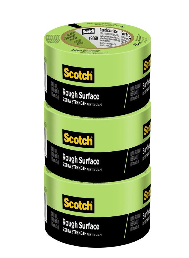 Scotch Rough Surface Painter's Tape 2060-48MP, 1.88 in x 60.1 yd (48mm x 55m), 3-Pack - Strong Adhesive, Clean Removal, Tear-Resistant Masking Tape, for Brick, Concrete, Stucco, Textured Surfaces - Image 1
