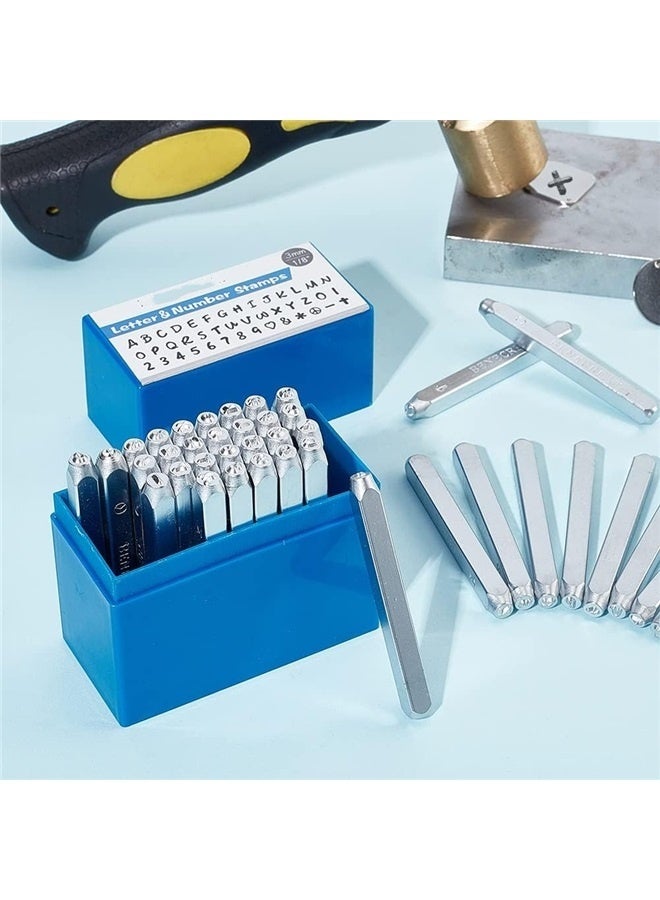 42 Pack (3mm 1/8) Letter Number and Symbol Metal Stamp Set, Electroplated Matte Carbon Steel Uppercase Stamps Punch Press Tool  - Image 3