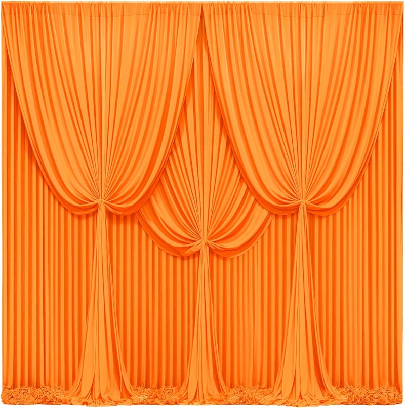 PARTISKY 24x10FT Orange Backdrop Curtains for Wedding Parties, Wrinkle Free Polyester Photography Backdrop Drapes for Wedding Baby Shower Birthday Parties Stage Background Stand Decorations 4x10ft,6 Panels - Image 1