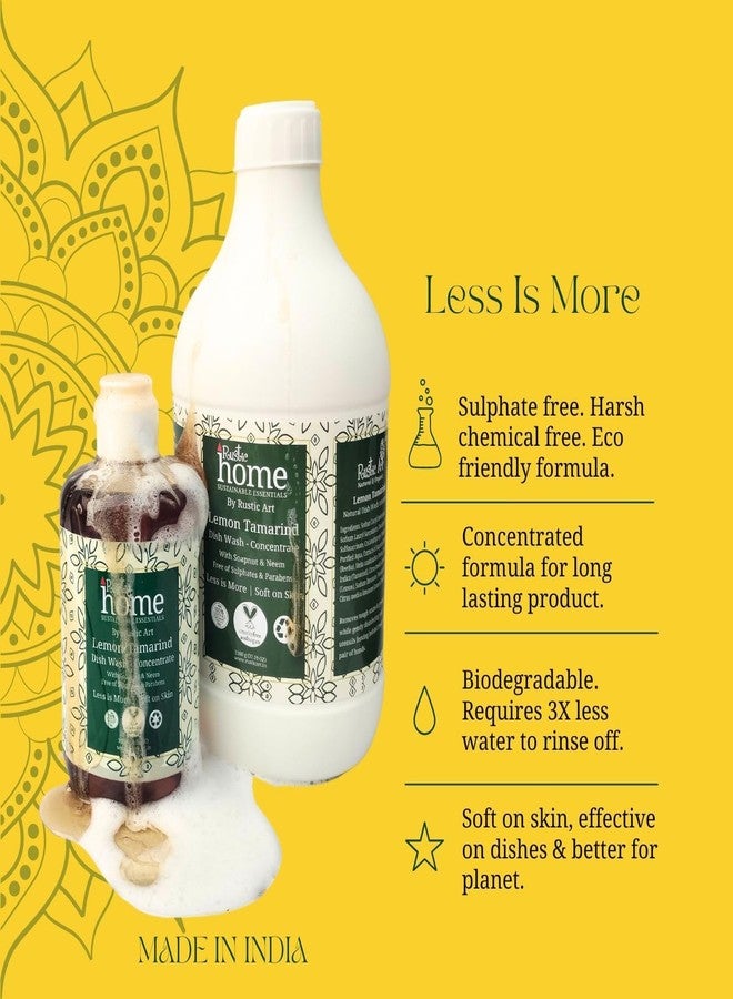Rustic Art Rustic Home Lemon Tamarind Dish Wash Concentrate | Plant-Based & Natural | Soapnut & Neem | Converts to ~3 L Liquid | Tough on Grease, Gentle on Hands | Sulphate & Paraben Free | 300g - Image 3