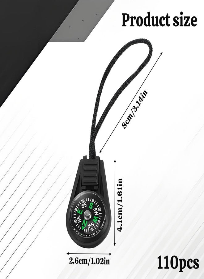 MOSIOBERDAVIAN 110 Pcs Mini Survival Compass Outdoor Camping Hiking Pocket Compass Mini Compass Party Favor for Paracord Bracelet Necklace Key Chain Outdoor Activities Hiking Accessory（Black） - Image 2