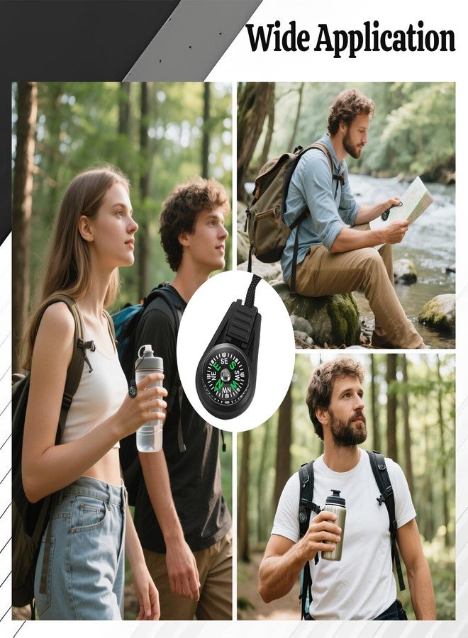 MOSIOBERDAVIAN 110 Pcs Mini Survival Compass Outdoor Camping Hiking Pocket Compass Mini Compass Party Favor for Paracord Bracelet Necklace Key Chain Outdoor Activities Hiking Accessory（Black） - Image 5