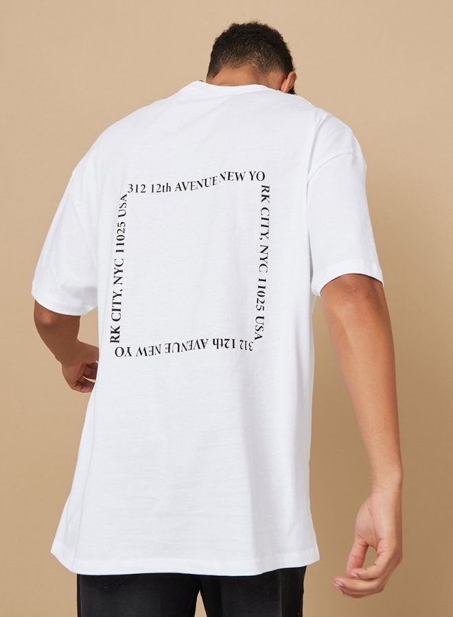 Styli Back Slogan Oversized T-Shirt with Sleeve Print  - Image 1