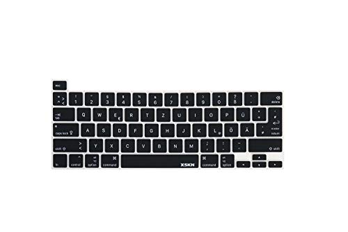 XSKN German Language Black Silicone Keyboard Cover Skin for Touch Bar Models 2019 MacBook Pro 16 inch A2141 2020 MacBook Pro 13.3 inch A2251 A2289 A2338 M1 Keyboard US & EU Common Version - Image 1