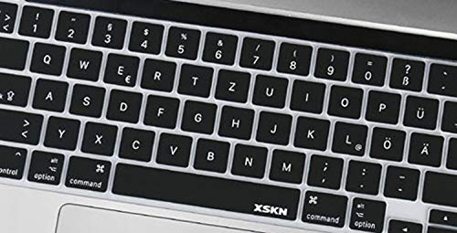 XSKN German Language Black Silicone Keyboard Cover Skin for Touch Bar Models 2019 MacBook Pro 16 inch A2141 2020 MacBook Pro 13.3 inch A2251 A2289 A2338 M1 Keyboard US & EU Common Version - Image 4