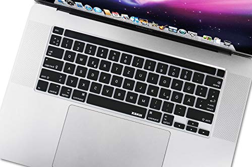 XSKN German Language Black Silicone Keyboard Cover Skin for Touch Bar Models 2019 MacBook Pro 16 inch A2141 2020 MacBook Pro 13.3 inch A2251 A2289 A2338 M1 Keyboard US & EU Common Version - Image 3