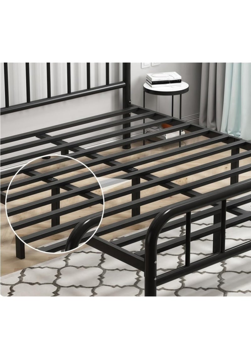 XiuWoo Thickening and Installation-free Bed Frame with Headboard and Footboard, Metal Platform Double Bed Bed Frame, All Metal Slats Support, Under Bed Storage, No Box Spring Needed, Noise-Free Bed Frame Black 150*200cm - Image 5