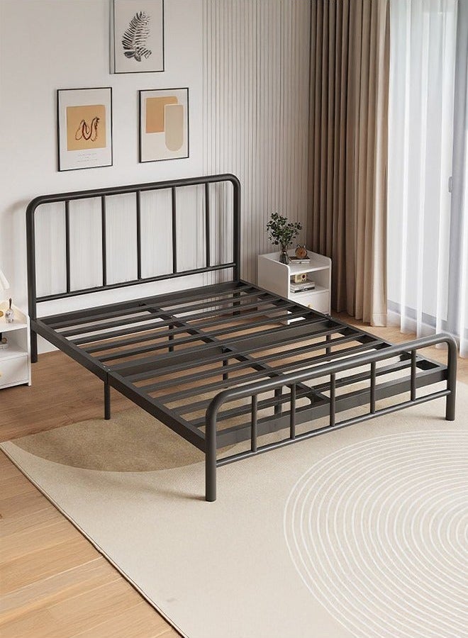 XiuWoo Thickening and Installation-free Bed Frame with Headboard and Footboard, Metal Platform Double Bed Bed Frame, All Metal Slats Support, Under Bed Storage, No Box Spring Needed, Noise-Free Bed Frame Black 150*200cm - Image 1