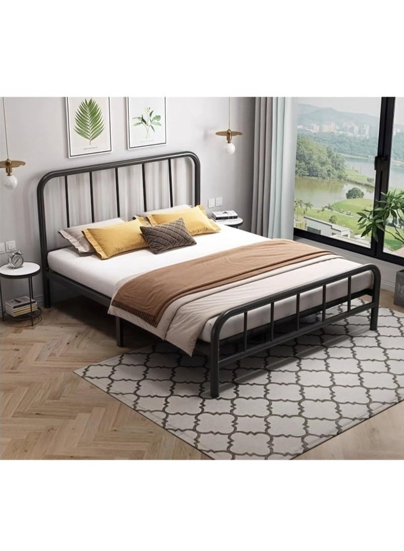 XiuWoo Thickening and Installation-free Bed Frame with Headboard and Footboard, Metal Platform Double Bed Bed Frame, All Metal Slats Support, Under Bed Storage, No Box Spring Needed, Noise-Free Bed Frame Black 150*200cm - Image 2