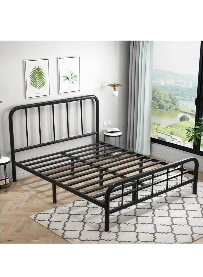 XiuWoo Thickening and Installation-free Bed Frame with Headboard and Footboard, Metal Platform Double Bed Bed Frame, All Metal Slats Support, Under Bed Storage, No Box Spring Needed, Noise-Free Bed Frame Black 150*200cm - Image 3