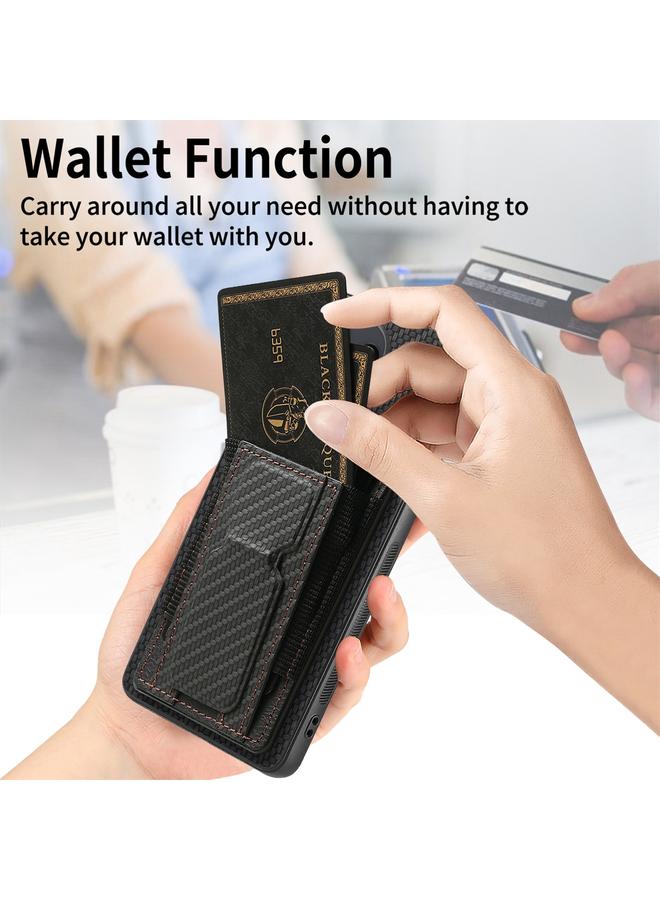 erorex Case For Xiaomi Mi 11T / 11T Pro Carbon Fiber Fold Stand Elastic Card Bag Phone Case - Image 4