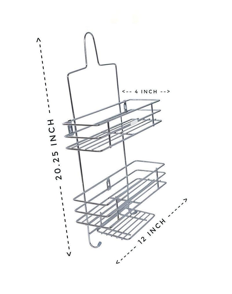 Drumil 3 Tier 2 Hooks Bathroom Shelf Hugging Shower Head Caddy Holder Organizer Stainless Steel. - Image 3