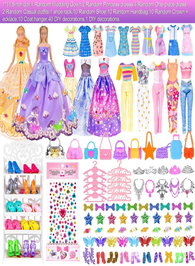 ibayda 91pcs 11.5 Inch Girl Doll with Clothes, Accessories and Closet - Princess Gowns, Fashion Dresses, Outfits, Swimsuits, Shoes, Hangers - Dress Up Toys for Girls, Kids, Toddlers (Doll Included) - Image 3