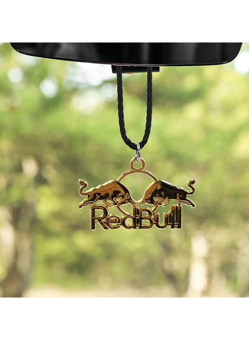 NMC Car Mirror Hanging Pendant Fancy RedBull Logo Fancy Pendant Metal Mini Car Decoration Chain  1 Pcs Gold - Image 3