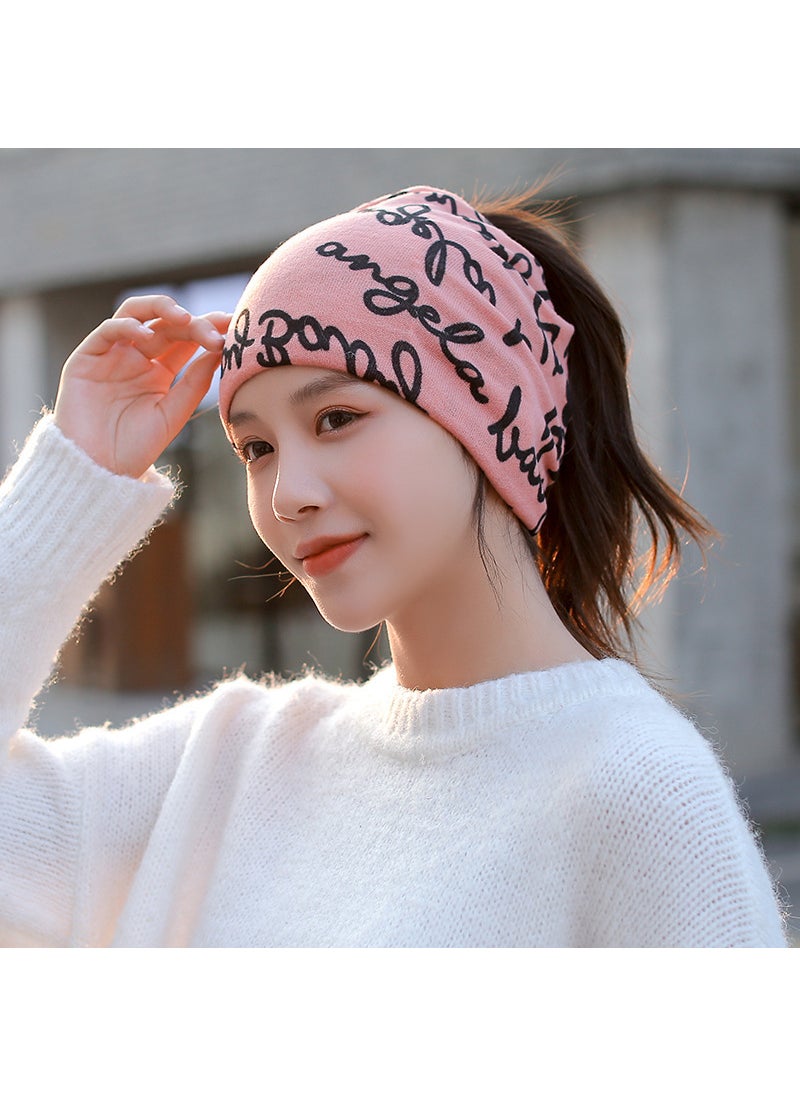 Generic Versatile Autumn Winter Twist Scarf Cap No. 2 small pink letters 