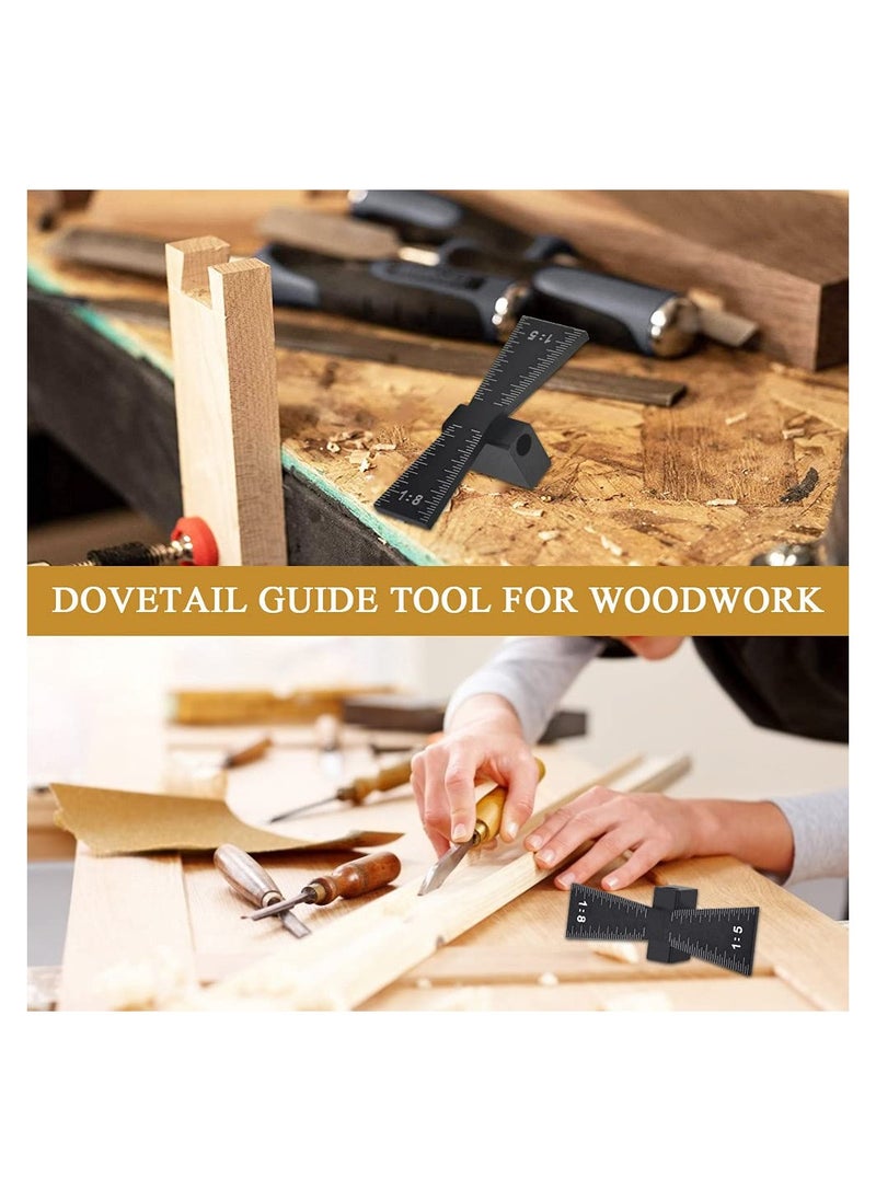 SYOSI - Dovetail Marker, Wood Dovetail Tool, Aluminum Alloy Dovetail Marking, Hand Cut Wood Joints Accurate Dovetail Ruler Marker, Dovetail Gauge Template with Scale 1:5/1:8 for Woodworking (6.4*2.2*1.8) - Image 1