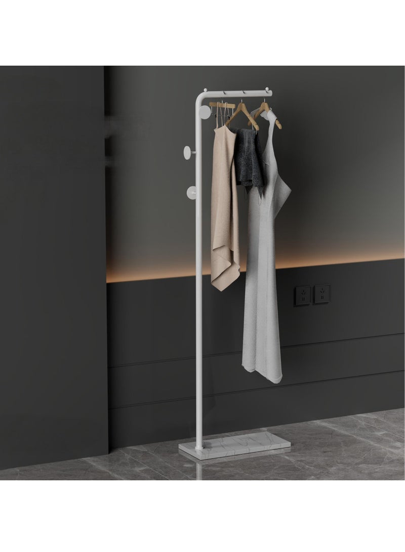 Bluejw Metal Coat Rack Freestanding With Marble Base 66.9 Inch/170Cm Entryway Coats Hanger Stand With 3 Hooks Use For Home Bedroom Hotel Hall Tree For Coats Hats Scarves Clothes And Handbags White  - Image 1