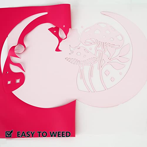 FUNKAKA Glow in The Dark Heat Transfer Vinyl Roll, 12" x 10ft Luminous Neon Pink Iron on Vinyl for All Cutter Machine, Glow in The Dark HTV Vinyl for T-Shirts Easy to Cut & Weed for Heat Vinyl DIY - Image 4