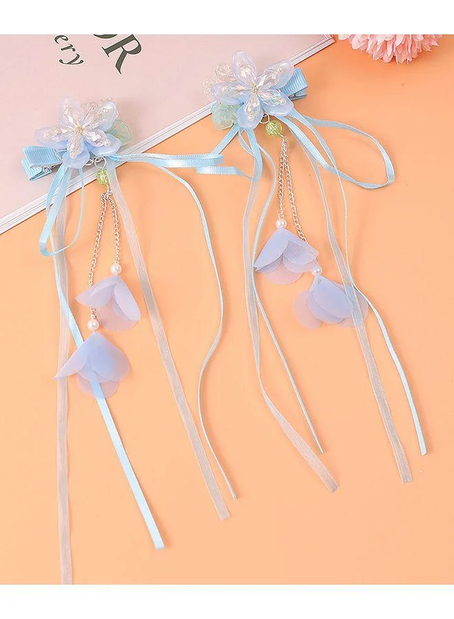 Mark & Mia Mark & Mia Hair Clips, Floral and Bow Themed, Versatile Styling Options, Gentle on Hair, Comfortable Wear, 3 Years+, Blue - 2 Pieces