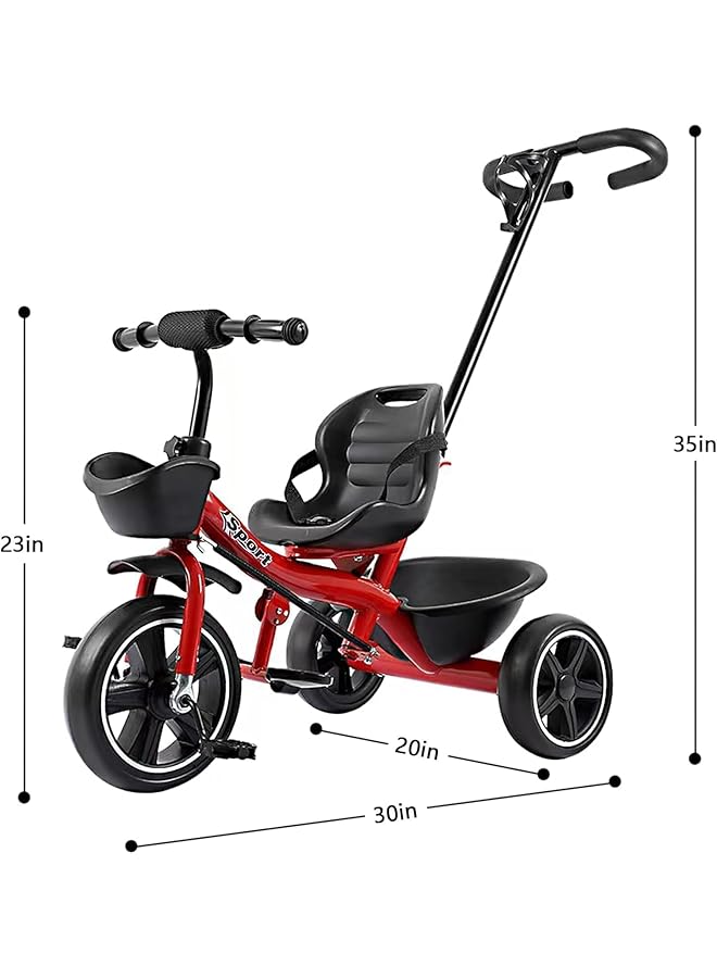 تدوو دراجة ثلاثية العجلات للأطفال بسلة تخزين مزدوجة ومقبض دفع للوالدين | دراجة ثلاثية العجلات للأطفال | دراجة للأطفال من سنتين إلى خمس سنوات (للأولاد والبنات) - Image 2