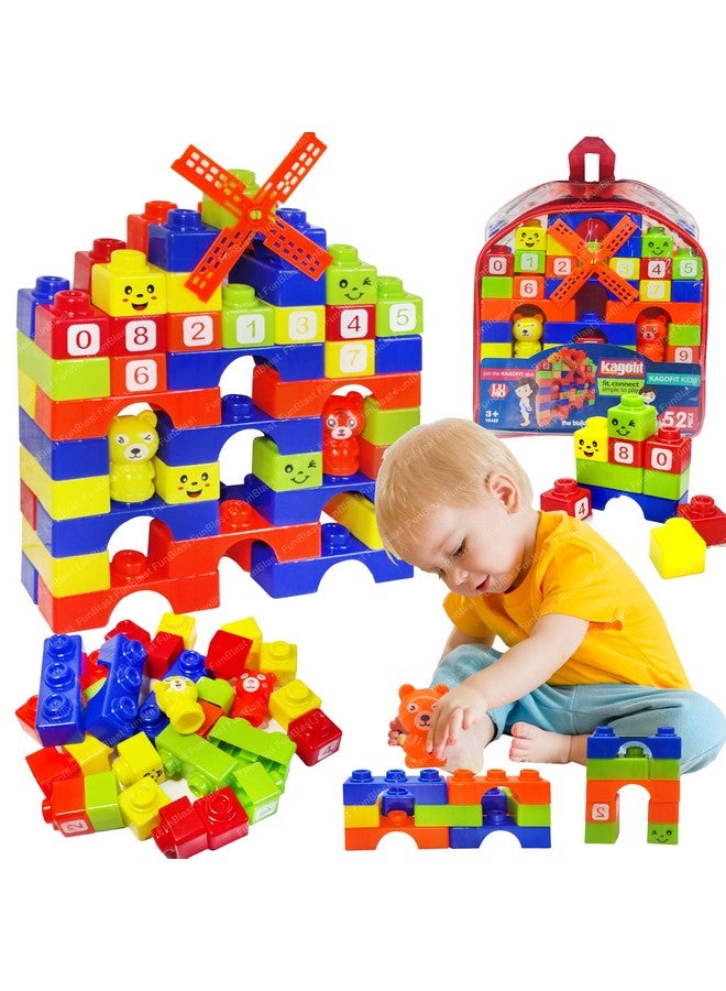 FunBlast Building Blocks for Kids - 52 Pcs DIY Plastic Building Blocks for Kids Puzzle Games for Kids, Toys for Children Educational & Learning Toy for 3+ Years Kids, Girls & Boys (Multicolor) - Image 1