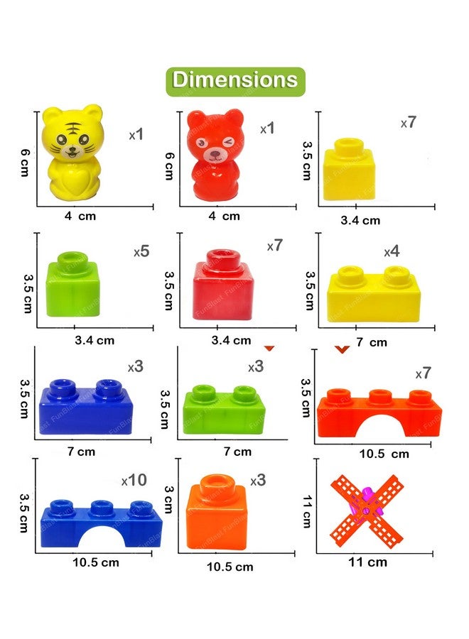 FunBlast Building Blocks for Kids - 52 Pcs DIY Plastic Building Blocks for Kids Puzzle Games for Kids, Toys for Children Educational & Learning Toy for 3+ Years Kids, Girls & Boys (Multicolor) - Image 2
