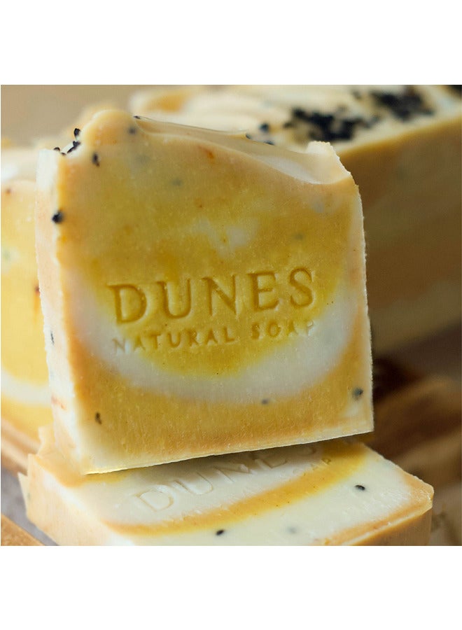 Dunes Natural Soap Dunes Natural Soap Black-Seed Handmade regenerates your skin cells, it contains turmeric that lightens the skin, treats uneven pigmentation, and leaves your skin bright and purified. Plus, get a FREE special gift of a soft bath loofah - Image 4