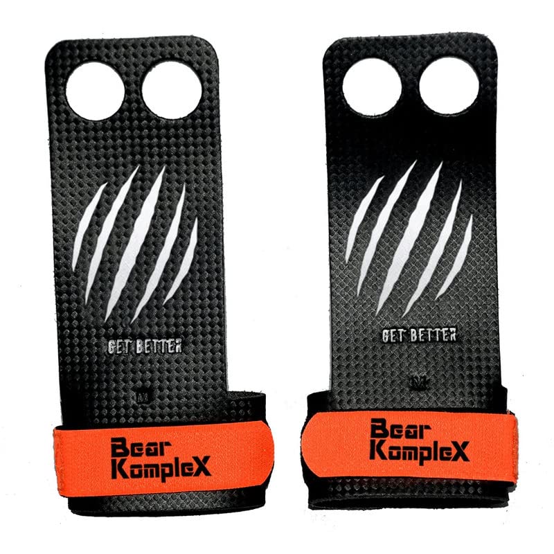 Bear KompleX 2 Hole Carbon Hand Grips for Weight Lifting, Cross Training and Gymnastics, Durable Workout Grips with Wrist Wraps, Comfortable Lifting Straps & Workout for Gymnastic Bars - Image 1