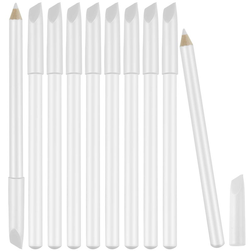 Maitys 10 Pieces White Nail Pencil 2-in-1 Whitening French Manicure Pencil Under Nail with Cuticle Pusher for Manicure Supplies Art DIY Tool - Image 1
