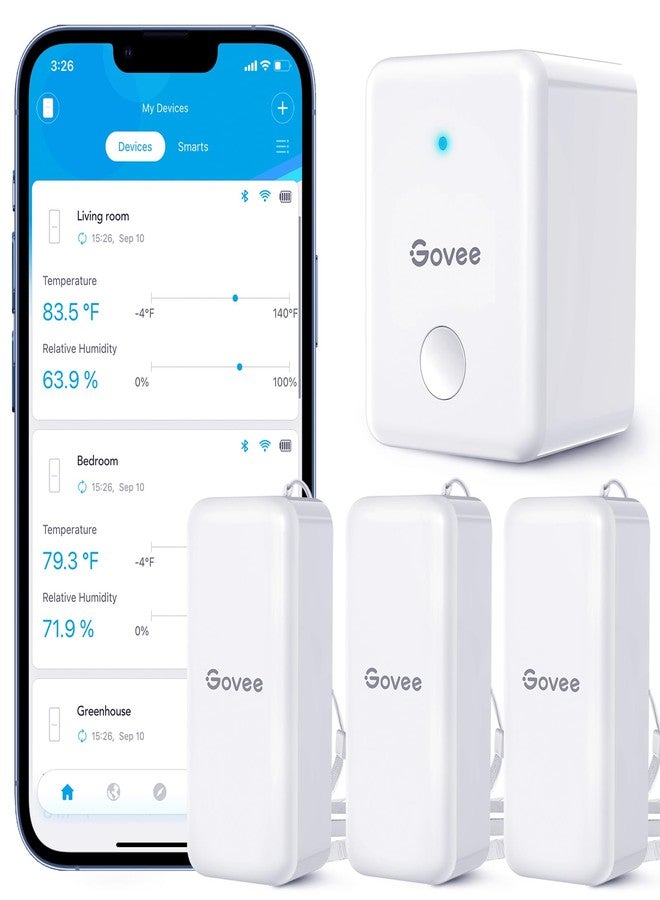 Govee WiFi Hygrometer Thermometer Sensor 3 Pack, Indoor Wireless Smart Temperature Humidity Meter with Remote App Notification Alert, 2 Years Data Storage, Export, for Home, Greenhouse - Image 1