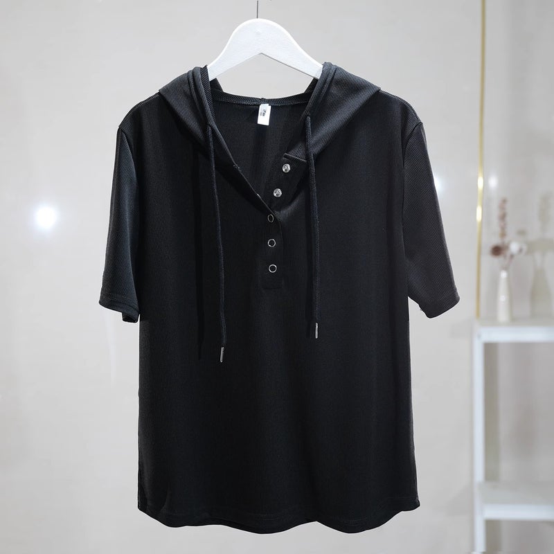 Plus Size Women'S Pure Cotton Hooded Short-Sleeved T-Shirt 2025 Fashion Loose Slimming Look T-Shirt Top Women'S T-Shirt - Image 5