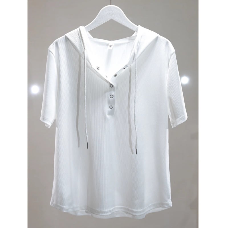 Plus Size Women'S Pure Cotton Hooded Short-Sleeved T-Shirt 2025 Fashion Loose Slimming Look T-Shirt Top Women'S T-Shirt - Image 4