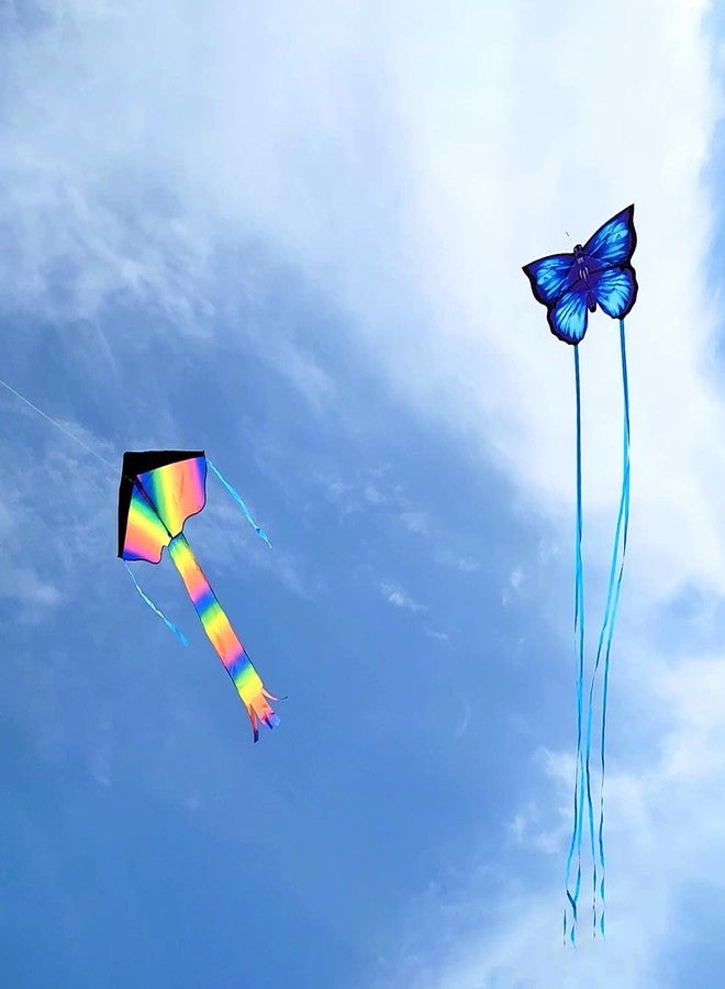 Simxkai 3 Pack Kites-Rainbow Delta Kite, Red Octopus, Blue Butterfly, Easy to Fly for Kids & Adults - Image 3