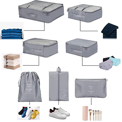 PETRICE Travel Organizer Pouch Packing Cubes for Travel Essentials Toiletry Bag, Travel Luggage Organizers with Laundry Bag Travel Pouch, Packing Cubes Organizer (Grey) - Image 2