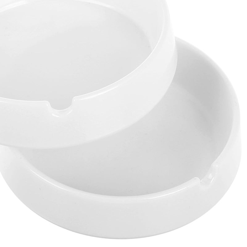 Doitool White Fluted Ashtrays Set Of 2 Portable Lightweight Retro Round Indoor Outdoor Ash Holders For Patio Office Smokers - Image 4
