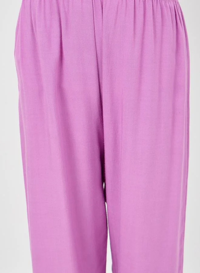 Styli Solid Lightweight Pants with Elastic Cuff