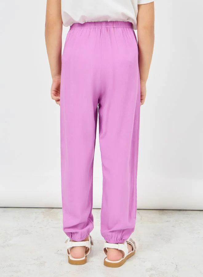 Styli Solid Lightweight Pants with Elastic Cuff