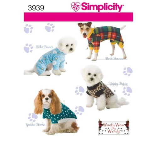 Simplicity Pajama and Coat Dog Clothing Sewing Pattern, Pet Sizes S-L - Image 1