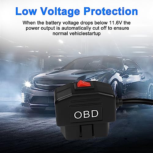 XMSJSIY OBD Power Cable for Dash Camera Type C OBD2 Power Cable Adapter Hardwire Charger Cable with Switch Button Connector Charger 24 Hours Surveillance for Dash Camera GPS DVR - 3.5M - Image 5