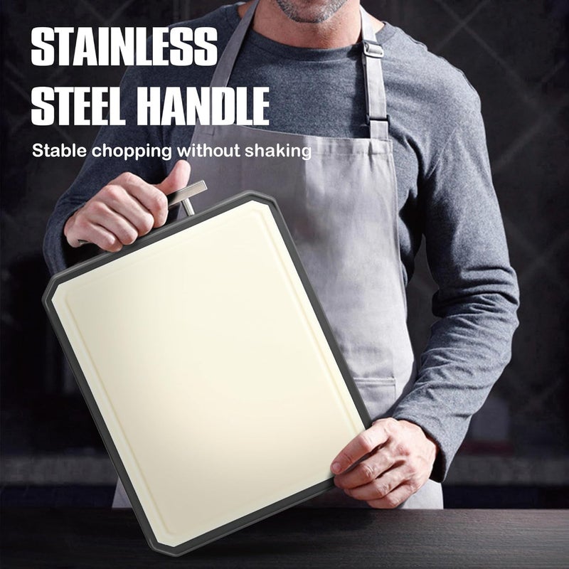 Purfex Cutting Board, Double Sided Cutting Board for kitchen, Food Grade Stainless Steel/Wheat straw Rice Husk PP Material, Large Choping Board for meat, Dishwasher Safe Chopping Board,16 * 11 Inch - Image 5