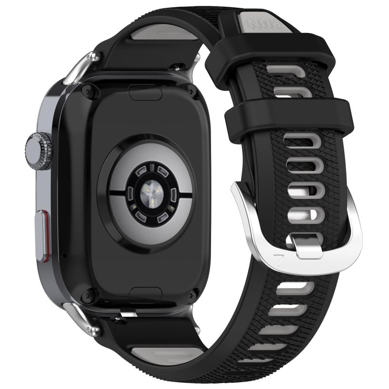 إيروريكس سوار ساعة هواوي واتش دي 2 برأس معدني فضي بلونين من السيليكون (أسود + رمادي) - Image 2