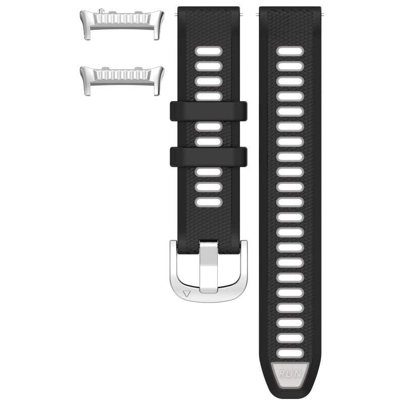 إيروريكس سوار ساعة هواوي واتش دي 2 برأس معدني فضي بلونين من السيليكون (أسود + رمادي) - Image 3