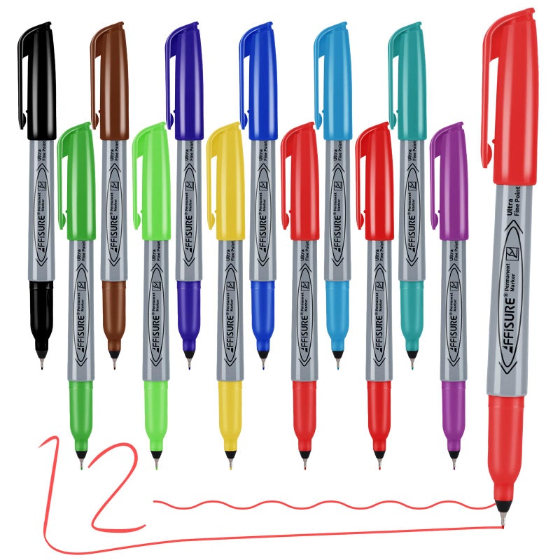Affisure Permanent Markers Assorted Colors Set, 24 Colored Markers 24 Pack, Fine Point，Works on Wood, Plastic, Metal, and More, for Adults, Artist, Taecher, Kids - Image 1