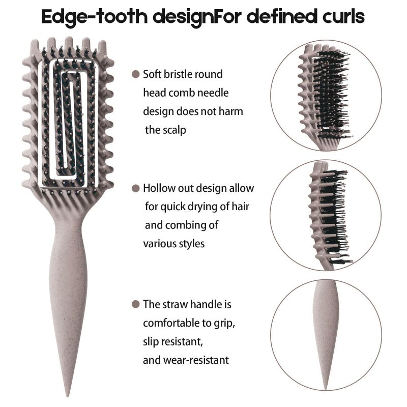MMBVSZ Curly Hair Brush Candybrush Curl Defining Brush for Detangling Shaping and Defining Curls for Women, Men, Wet & Dry Hair (Black Beige) - Image 2