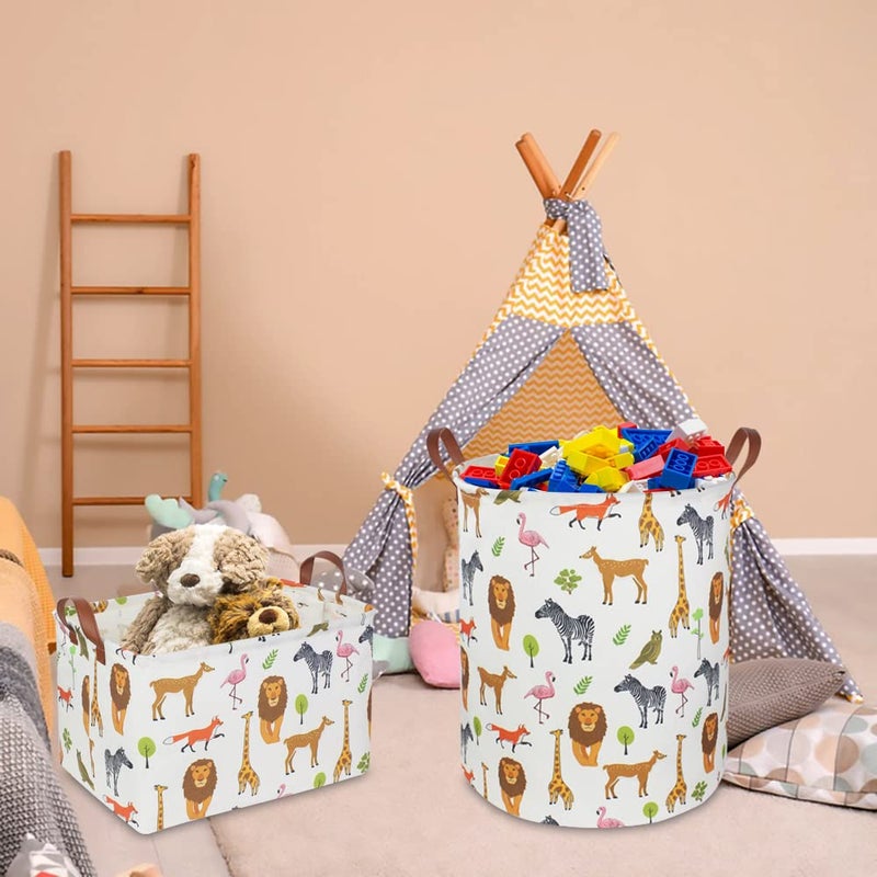 CLOCOR Kids Laundry Basket,Nursery Baby Hamper,Toy Storage Bin with handles for Boys and Girls,Safari Room Decor,Waterproof Storage Basket(Jungle Animals) - Image 4