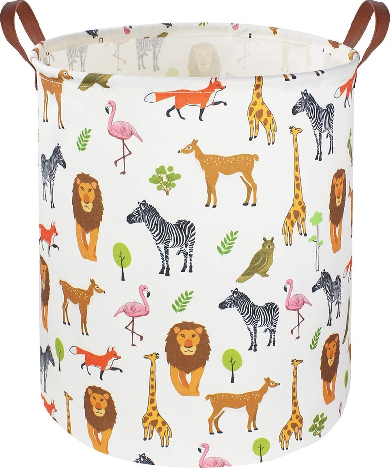 CLOCOR Kids Laundry Basket,Nursery Baby Hamper,Toy Storage Bin with handles for Boys and Girls,Safari Room Decor,Waterproof Storage Basket(Jungle Animals) - Image 1