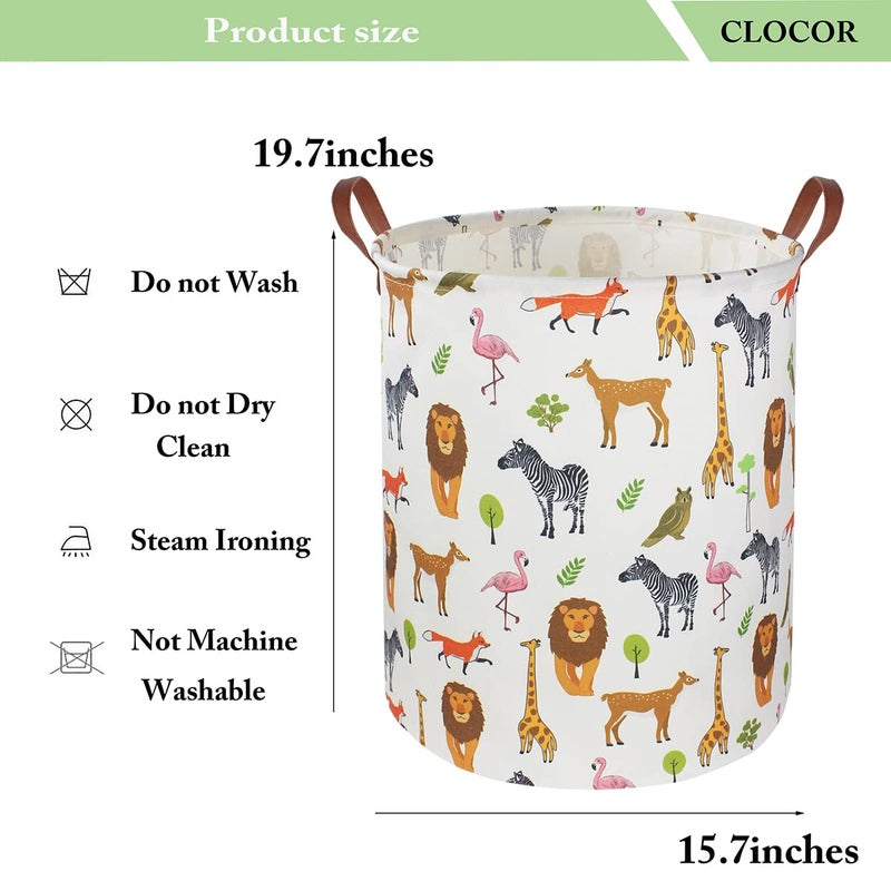 CLOCOR Kids Laundry Basket,Nursery Baby Hamper,Toy Storage Bin with handles for Boys and Girls,Safari Room Decor,Waterproof Storage Basket(Jungle Animals) - Image 5