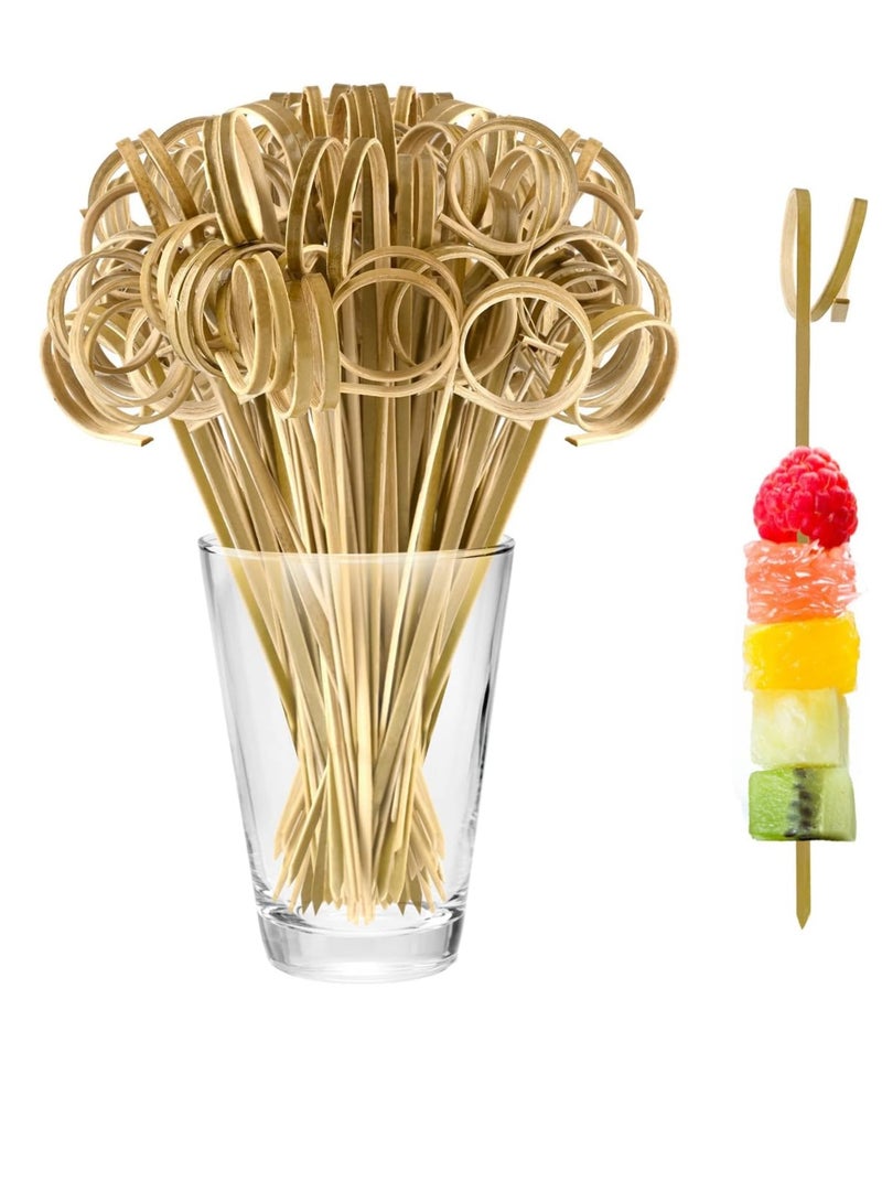 SYOSI 100 PCS Cocktail Stick Bamboo Fruit Sticks Wooden Toothpicks, (12cm) for Party Tapas Nibbles Canapes Appetiser Fruit Skewer BBQ Sandwich Bento Accessory Pick Food (Blue)  - Image 1
