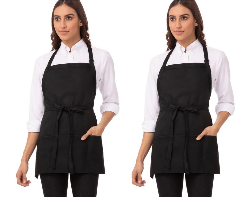 Chef Works Unisex Three Pocket Apron, Black, One Size (2 Pack) - Image 1