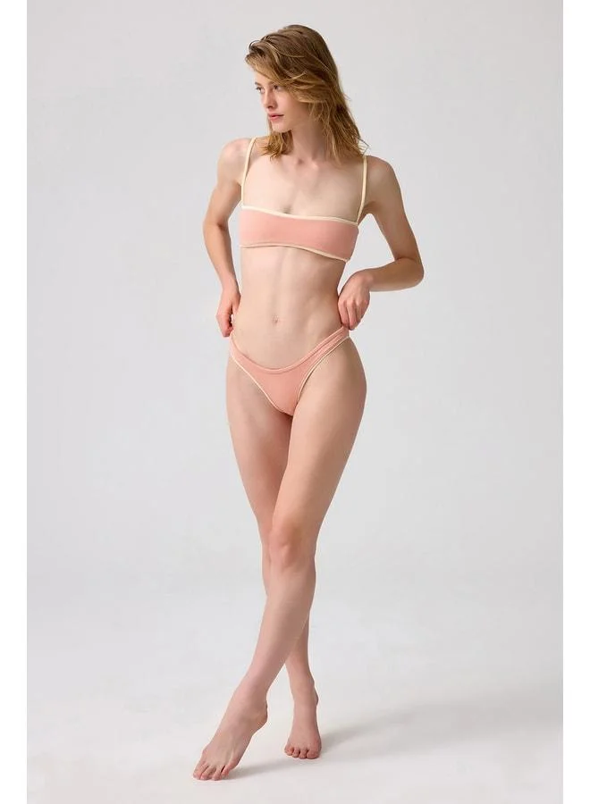 Los Ojos x Melodi Powder-Cream Textured Bikini Top Bandeau.